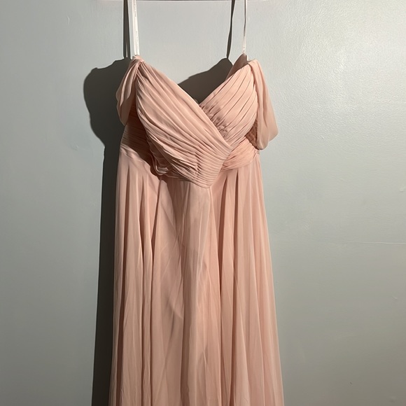 Dessy Collection: Off The Shoulder Draped Chiffon Maxi Dress - Picture 4 of 6